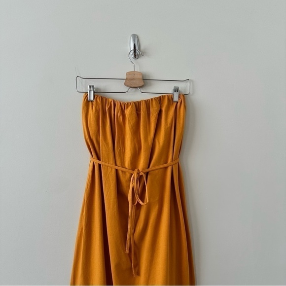 Zara-cotton Turmeric Yellow Tube Midi Dress - Picture 5 of 9